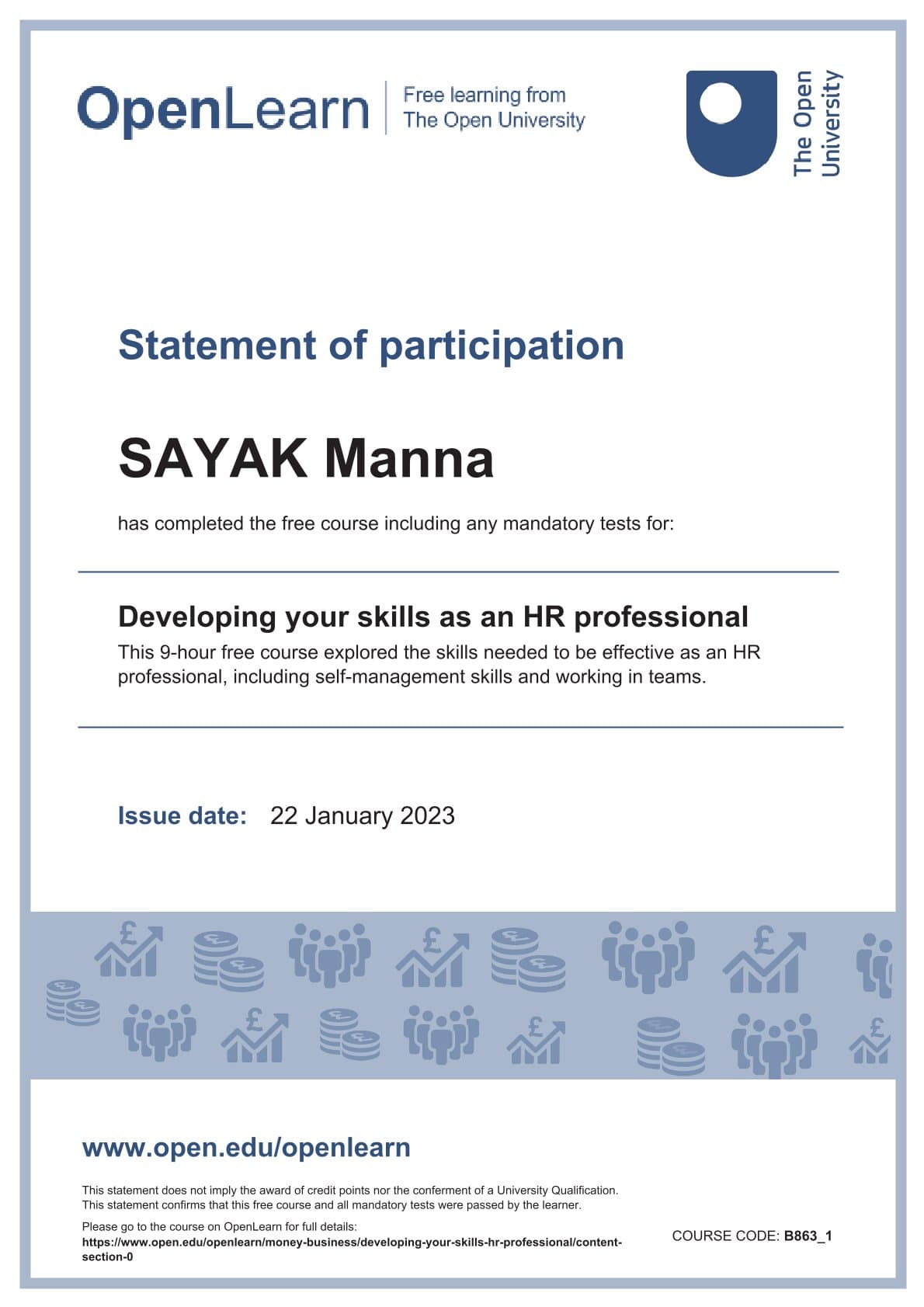 Statement of Accomplishment