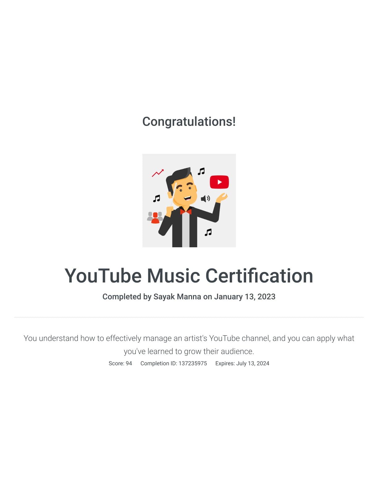 YouTube Music Certification